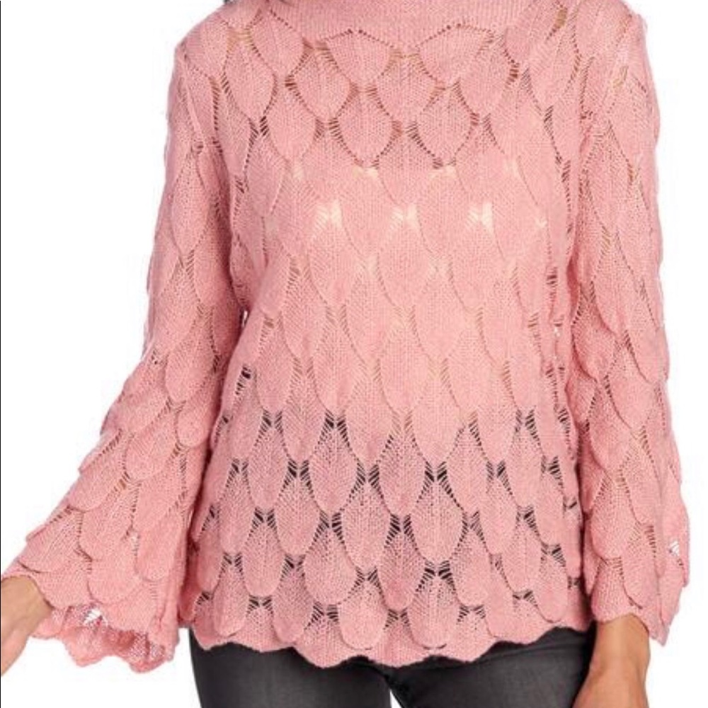 NWT Knit Sweater Rose Pink Bell Sleeve Medium